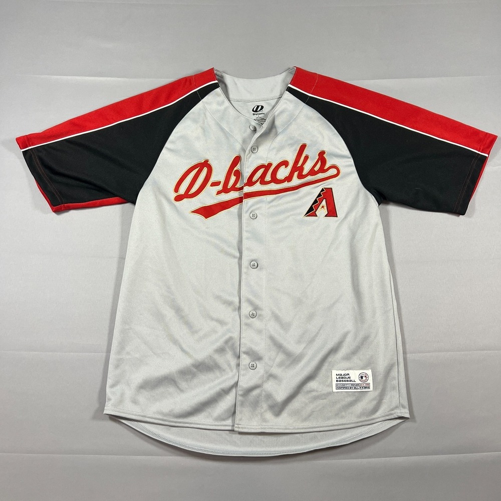 Arizona Diamondbacks Jersey Mens L Gray Dynasty MLB Baseball Sports Button Front